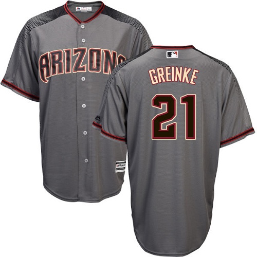 Men's Majestic Arizona Diamondbacks #21 Zack Greinke Authentic Grey Road Cool Base MLB Jersey