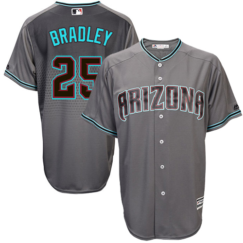 Men's Majestic Arizona Diamondbacks #25 Archie Bradley Replica Gray/Turquoise Cool Base MLB Jersey