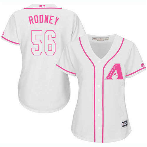 Women's Majestic Arizona Diamondbacks #56 Fernando Rodney Replica White Fashion MLB Jersey