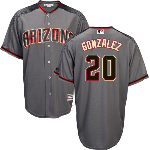 Men's Majestic Arizona Diamondbacks #20 Luis Gonzalez Authentic Grey Road Cool Base MLB Jersey