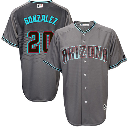 Men's Majestic Arizona Diamondbacks #20 Luis Gonzalez Authentic Gray/Turquoise Cool Base MLB Jersey