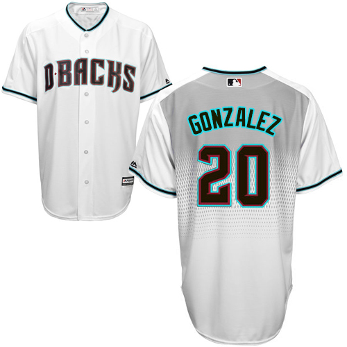 Men's Majestic Arizona Diamondbacks #20 Luis Gonzalez Replica White/Capri Cool Base MLB Jersey