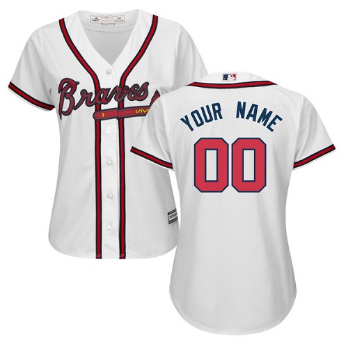 Women's Majestic Atlanta Braves Customized Replica White Home Cool Base MLB Jersey