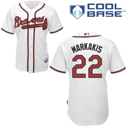 Men's Majestic Atlanta Braves #22 Nick Markakis Authentic White Home Cool Base MLB Jersey