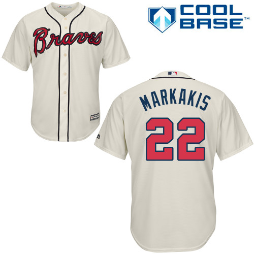 Men's Majestic Atlanta Braves #22 Nick Markakis Authentic Cream Alternate 2 Cool Base MLB Jersey