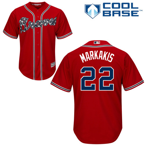 Men's Majestic Atlanta Braves #22 Nick Markakis Authentic Red Alternate Cool Base MLB Jersey