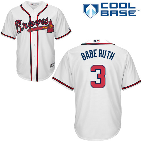 Men's Majestic Atlanta Braves #3 Babe Ruth Authentic White Home Cool Base MLB Jersey