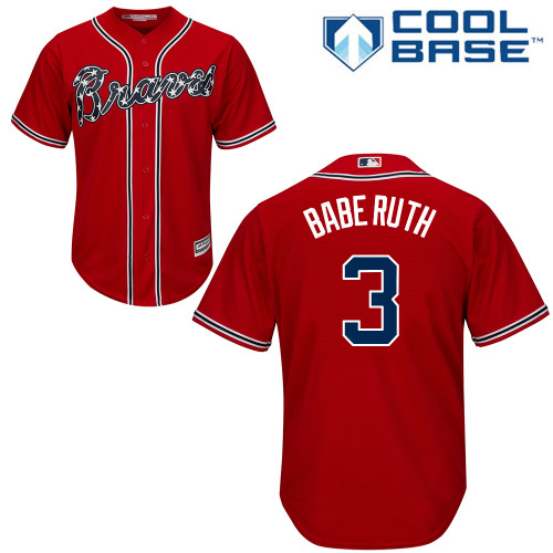 Men's Majestic Atlanta Braves #3 Babe Ruth Authentic Red Alternate Cool Base MLB Jersey