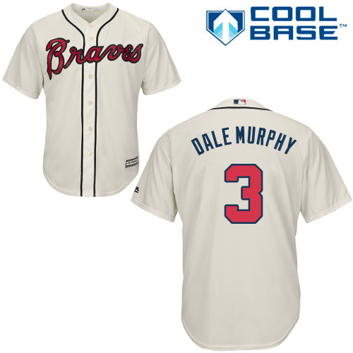 Men's Majestic Atlanta Braves #3 Dale Murphy Authentic Cream Alternate 2 Cool Base MLB Jersey