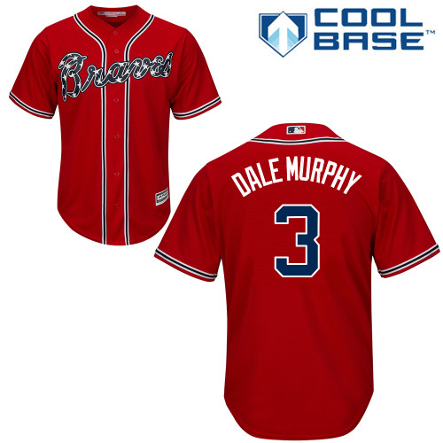 Men's Majestic Atlanta Braves #3 Dale Murphy Authentic Red Alternate Cool Base MLB Jersey