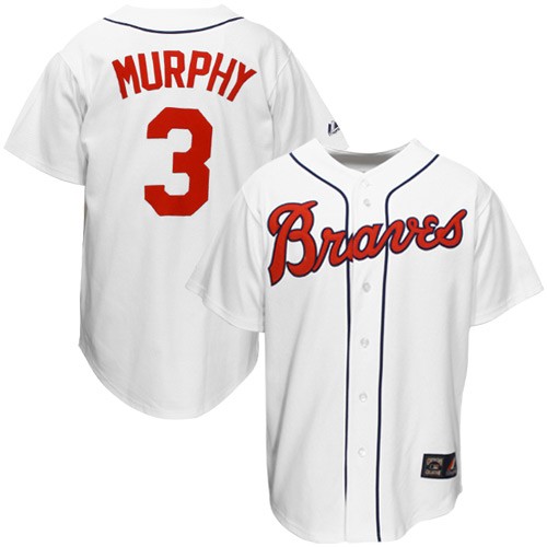 Men's Mitchell and Ness Atlanta Braves #3 Dale Murphy Authentic White Throwback MLB Jersey