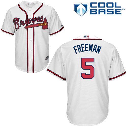 Men's Majestic Atlanta Braves #5 Freddie Freeman Authentic White Home Cool Base MLB Jersey