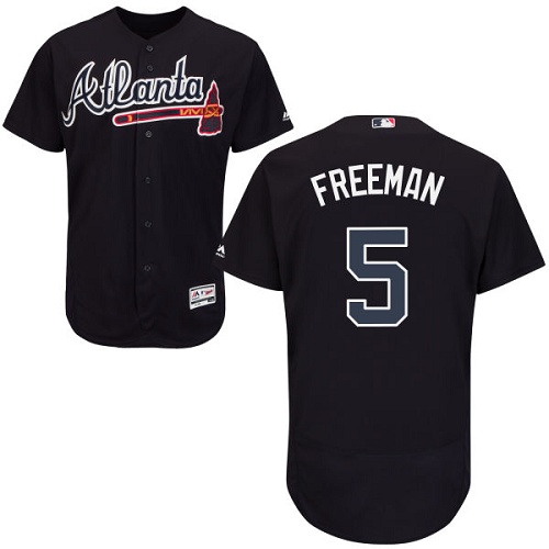 Men's Majestic Atlanta Braves #5 Freddie Freeman Authentic Blue Alternate Road Cool Base MLB Jersey
