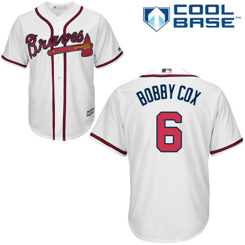 Men's Majestic Atlanta Braves #6 Bobby Cox Authentic White Home Cool Base MLB Jersey