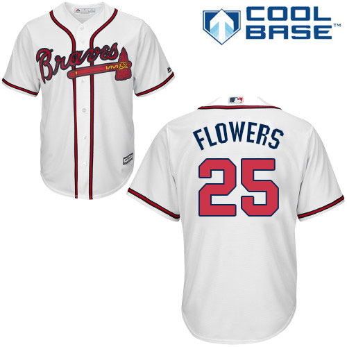 Men's Majestic Atlanta Braves #25 Tyler Flowers Authentic White Home Cool Base MLB Jersey