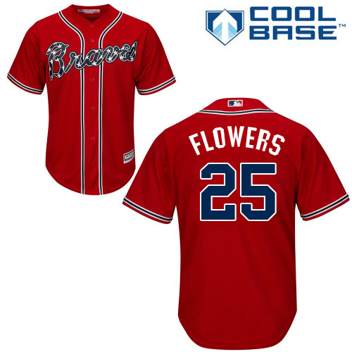 Men's Majestic Atlanta Braves #25 Tyler Flowers Authentic Red Alternate Cool Base MLB Jersey