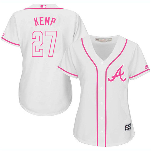 Women's Majestic Atlanta Braves #27 Matt Kemp Replica White Fashion Cool Base MLB Jersey