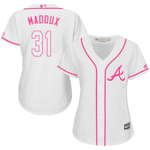 Women's Majestic Atlanta Braves #31 Greg Maddux Authentic White Fashion Cool Base MLB Jersey