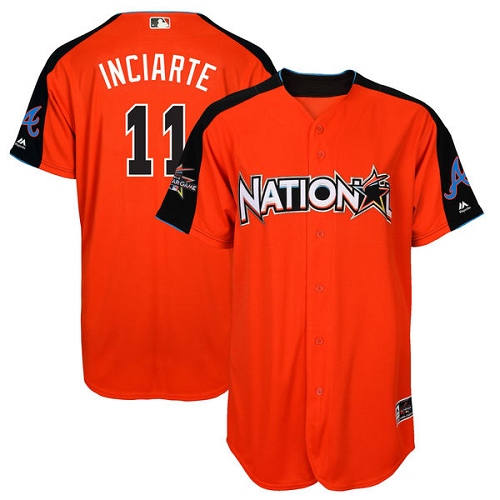 Youth Majestic Atlanta Braves #11 Ender Inciarte Authentic Orange National League 2017 MLB All-Star MLB Jersey