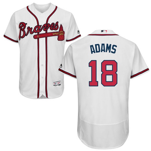 Men's Majestic Atlanta Braves #18 Matt Adams White Flexbase Authentic Collection MLB Jersey