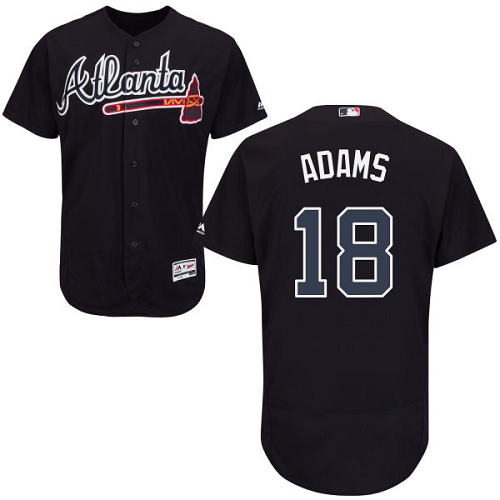 Men's Majestic Atlanta Braves #18 Matt Adams Blue Flexbase Authentic Collection MLB Jersey