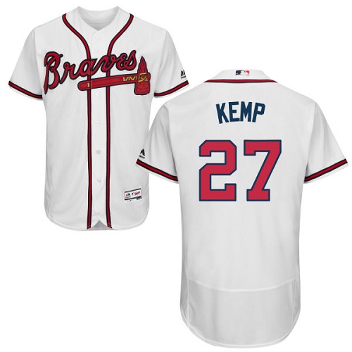 Men's Majestic Atlanta Braves #27 Matt Kemp White Flexbase Authentic Collection MLB Jersey