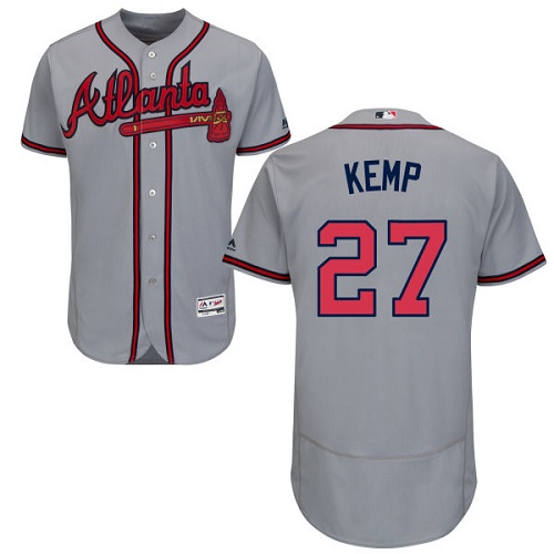 Men's Majestic Atlanta Braves #27 Matt Kemp Grey Flexbase Authentic Collection MLB Jersey