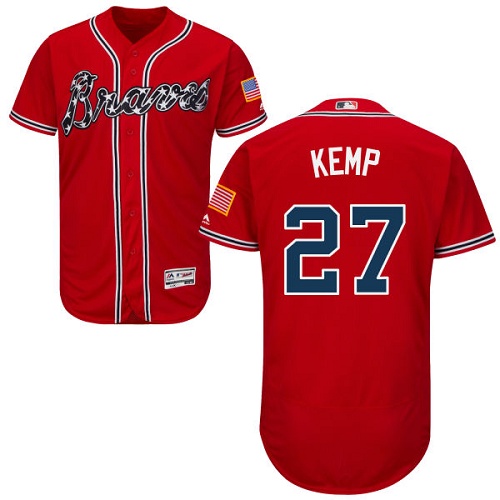Men's Majestic Atlanta Braves #27 Matt Kemp Red Flexbase Authentic Collection MLB Jersey