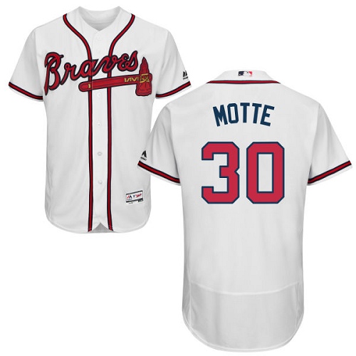 Men's Majestic Atlanta Braves #30 Jason Motte White Flexbase Authentic Collection MLB Jersey