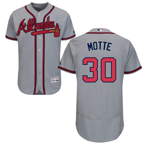 Men's Majestic Atlanta Braves #30 Jason Motte Grey Flexbase Authentic Collection MLB Jersey