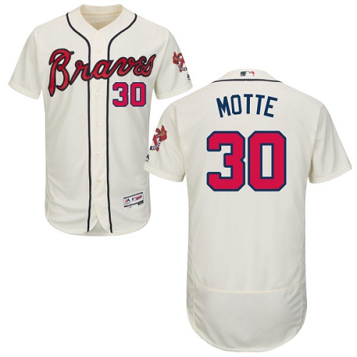 Men's Majestic Atlanta Braves #30 Jason Motte Cream Flexbase Authentic Collection MLB Jersey
