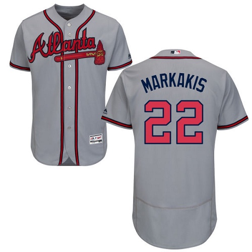 Men's Majestic Atlanta Braves #22 Nick Markakis Grey Flexbase Authentic Collection MLB Jersey