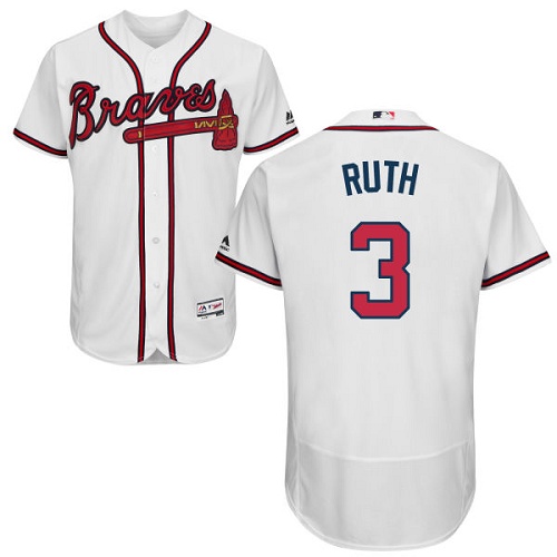 Men's Majestic Atlanta Braves #3 Babe Ruth White Flexbase Authentic Collection MLB Jersey