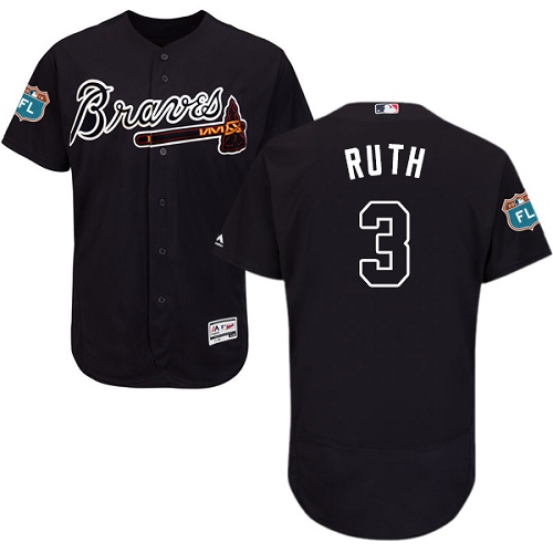 Men's Majestic Atlanta Braves #3 Babe Ruth Blue Flexbase Authentic Collection MLB Jersey