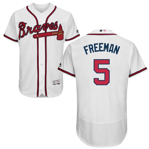 Men's Majestic Atlanta Braves #5 Freddie Freeman White Flexbase Authentic Collection MLB Jersey