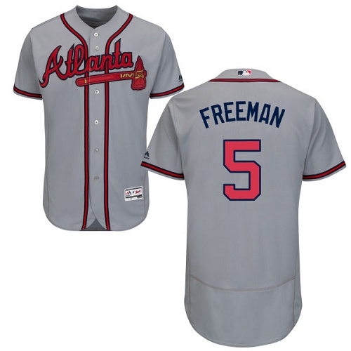 Men's Majestic Atlanta Braves #5 Freddie Freeman Grey Flexbase Authentic Collection MLB Jersey