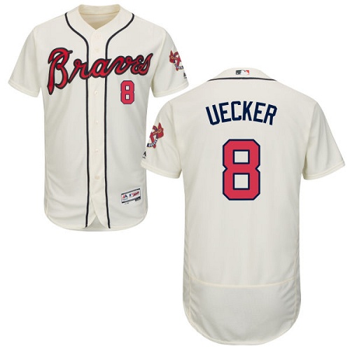 Men's Majestic Atlanta Braves #8 Bob Uecker Cream Flexbase Authentic Collection MLB Jersey