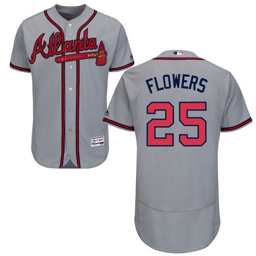 Men's Majestic Atlanta Braves #25 Tyler Flowers Grey Flexbase Authentic Collection MLB Jersey