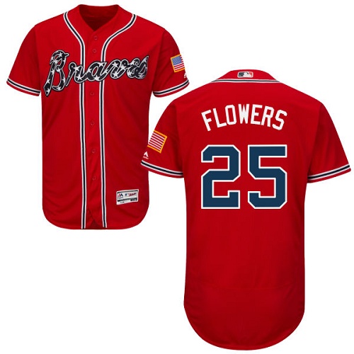 Men's Majestic Atlanta Braves #25 Tyler Flowers Red Flexbase Authentic Collection MLB Jersey