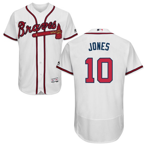 Men's Majestic Atlanta Braves #10 Chipper Jones White Flexbase Authentic Collection MLB Jersey