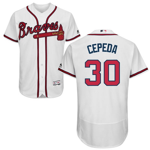 Men's Majestic Atlanta Braves #30 Orlando Cepeda White Flexbase Authentic Collection MLB Jersey
