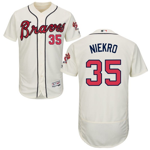 Men's Majestic Atlanta Braves #35 Phil Niekro Cream Flexbase Authentic Collection MLB Jersey