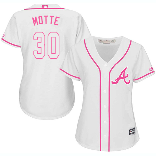 Women's Majestic Atlanta Braves #30 Jason Motte Replica White Fashion Cool Base MLB Jersey