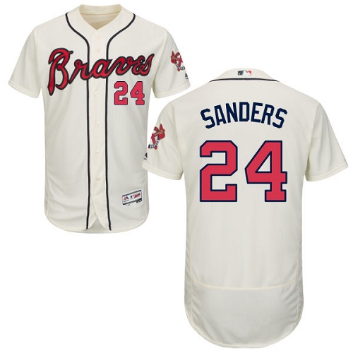 Men's Majestic Atlanta Braves #24 Deion Sanders Cream Flexbase Authentic Collection MLB Jersey