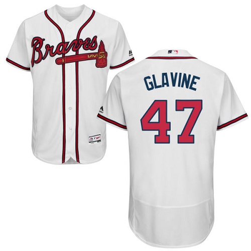 Men's Majestic Atlanta Braves #47 Tom Glavine White Flexbase Authentic Collection MLB Jersey