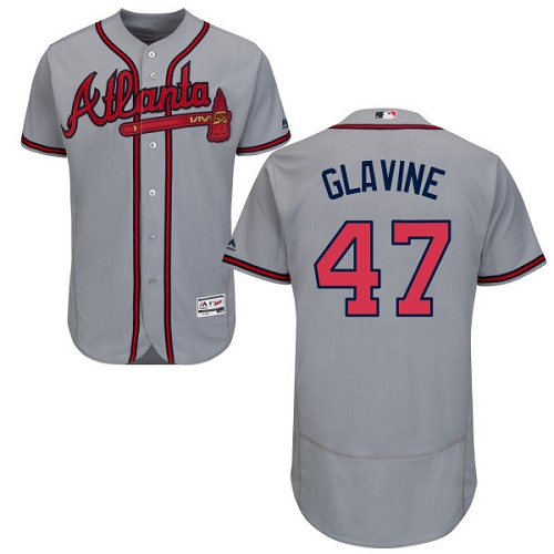 Men's Majestic Atlanta Braves #47 Tom Glavine Grey Flexbase Authentic Collection MLB Jersey