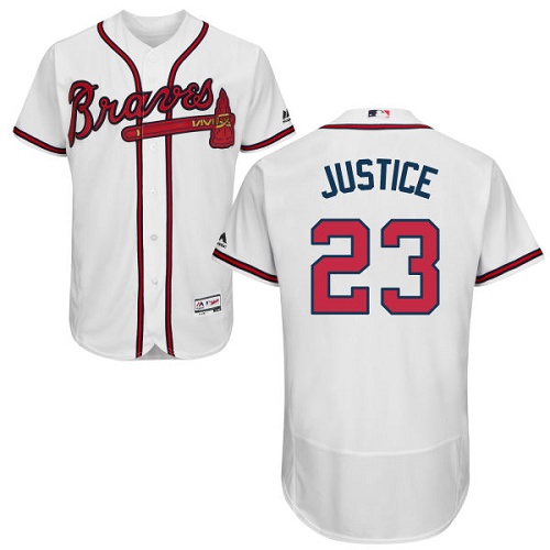 Men's Majestic Atlanta Braves #23 David Justice White Flexbase Authentic Collection MLB Jersey