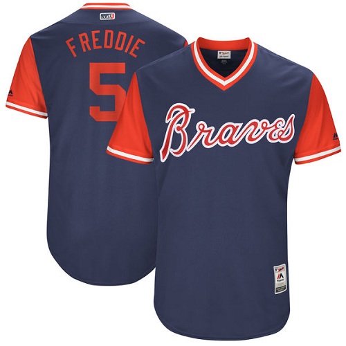 Men's Majestic Atlanta Braves #5 Freddie Freeman "Freddie" Authentic Navy 2017 Players Weekend MLB Jersey