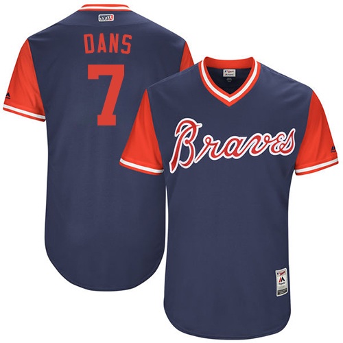 Men's Majestic Atlanta Braves #7 Dansby Swanson "Dans" Authentic Navy 2017 Players Weekend MLB Jersey