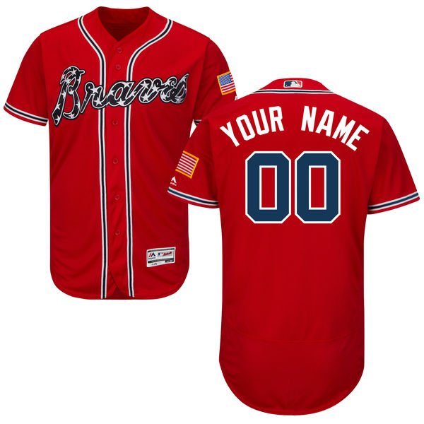 Men's Majestic Atlanta Braves Customized Red Flexbase Authentic Collection MLB Jersey